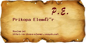 Prikopa Elemér névjegykártya
